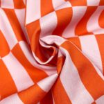 Leichter Canvas – Streifen/Karo – Sunkissed Orange/Zartes Altrosa