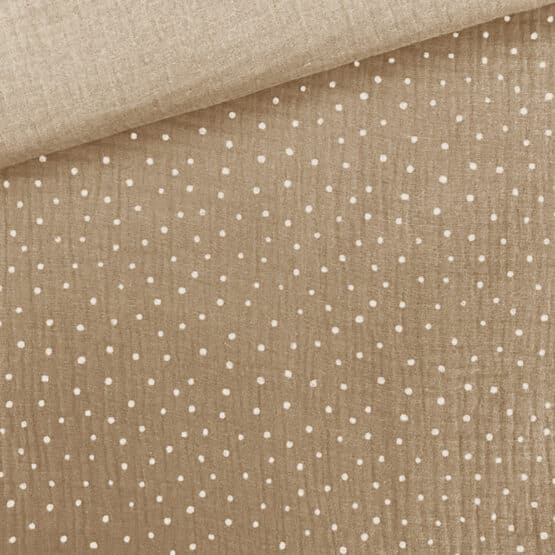 Musselin Puenktchen Camel Beige2