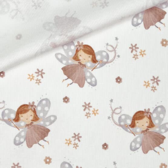 Rippenjersey - Kleine Feen - Warmweiß