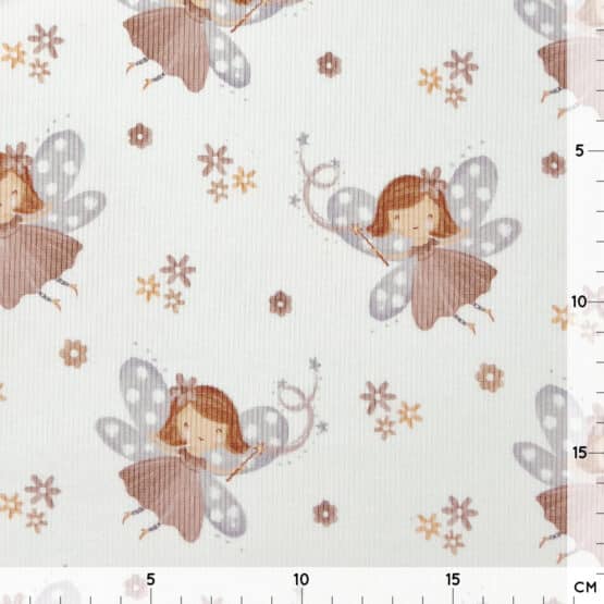 Rippenjersey - Kleine Feen - Warmweiß