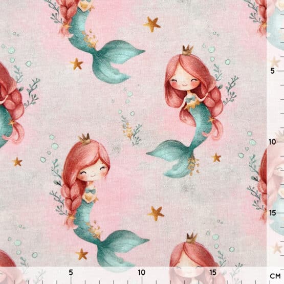Single Jersey Cute Mermaids Watercolour Rose1
