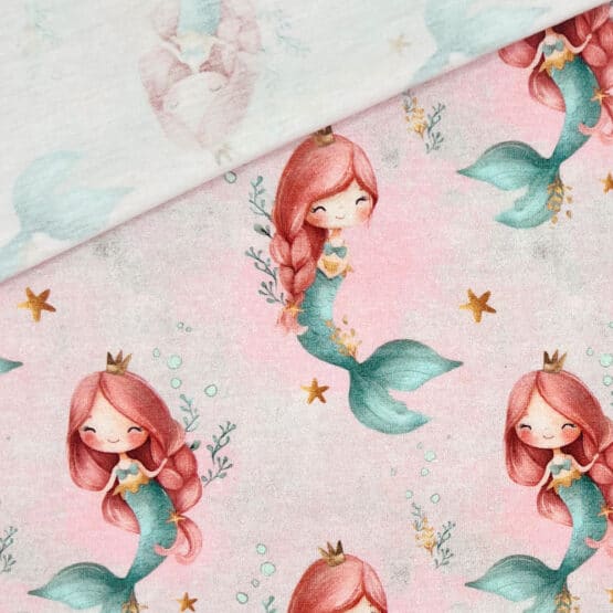 Single Jersey Cute Mermaids Watercolour Rose2