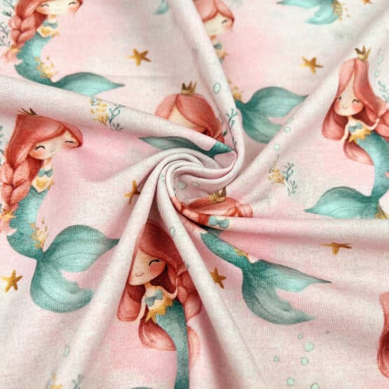 Single Jersey Cute Mermaids Watercolour Rose3