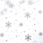 Tüllstoff – Weiß – Silberglitzer Schneeflocken