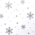 Tüllstoff – Weiß – Silberglitzer Schneeflocken