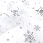Tüllstoff – Weiß – Silberglitzer Schneeflocken