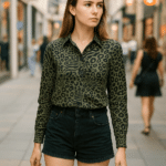 Bluse Baumwoll Twill Leo Zebra Ki