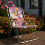 Campingstuhl Beschichtete Baumwolle Retro Blumen Ki