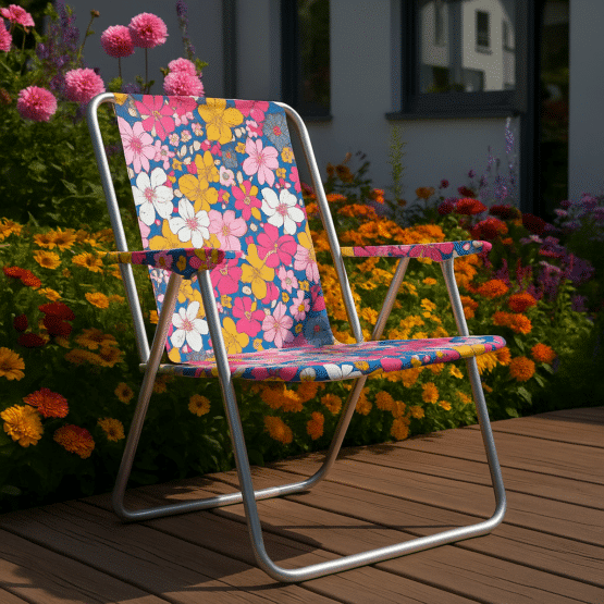 Campingstuhl Beschichtete Baumwolle Retro Blumen Ki