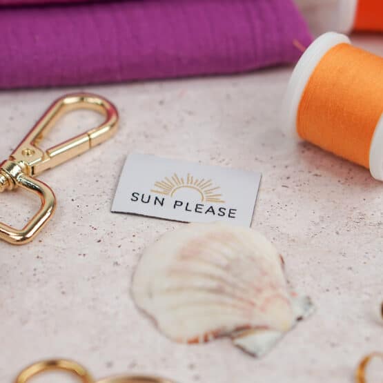 DIY Stoffmix - Karabiner -Label - Garn