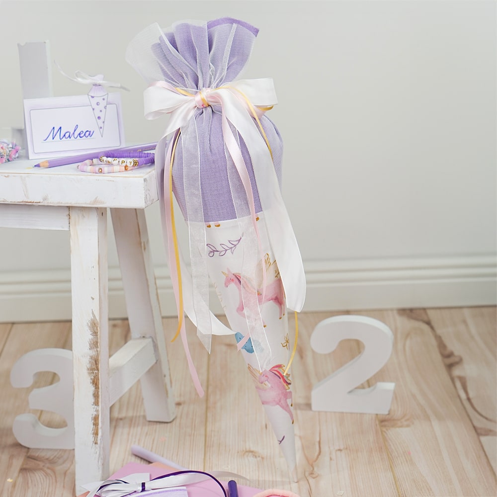 DIY Stoffe Inspiration - Schultüte Flying Unicorns - Bastelvorlage