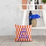 Kissen Canvasstreifen Karo Sunkissed Orange Zartes Altrosa Mu