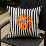 Kissen Leichter Canvas Warmweiss Schwarz Unregelmäßig Gestreift Mu