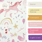 Baumwollstoff Magic Unicorn Rainbows Weiss