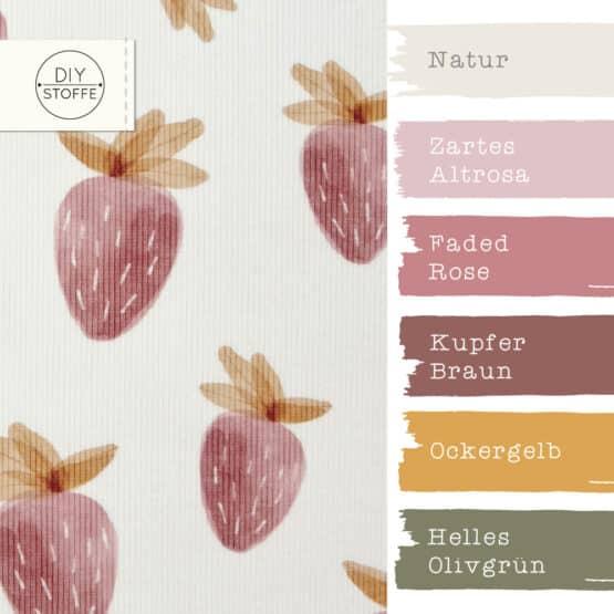 Farbkombi Rippenjersey Erdbeeren