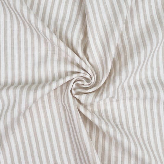 Musselin Doubleface Streifen Sand Beige Warmweiss 3