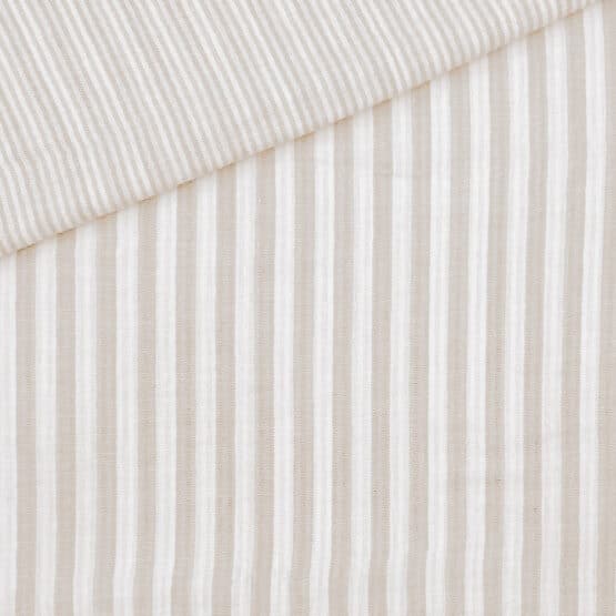 Musselin Doubleface Streifen Sand Beige Warmweiss