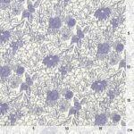 Musselin – Sketched Flowers – Blau/Staubweiß