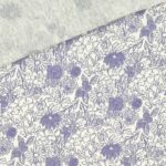 Musselin – Sketched Flowers – Blau/Staubweiß