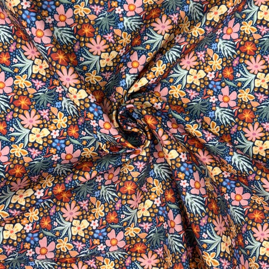 Popeline Blooming Bouquet Navyblau 3