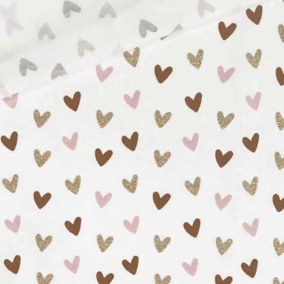 Single Jersey Glitter Hearts Warmweiss 2