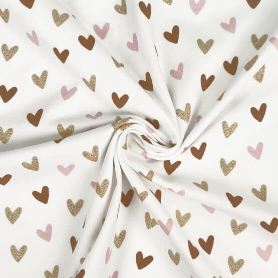 Single Jersey Glitter Hearts Warmweiss 3