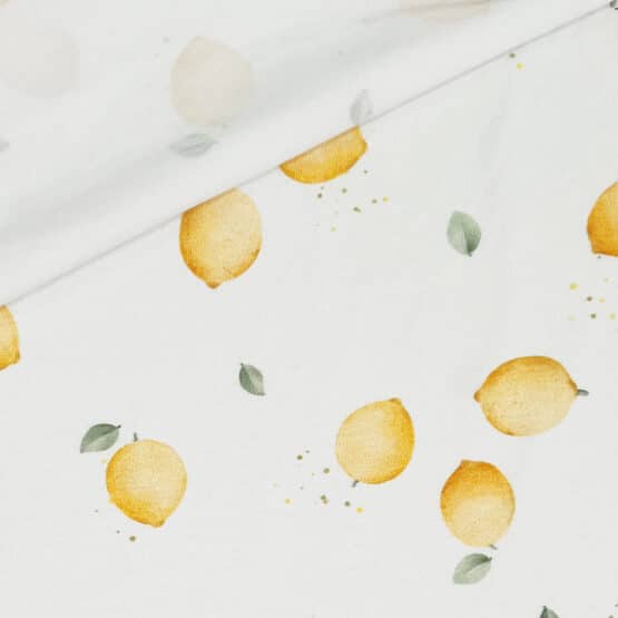 Single Jersey Watercolor Lemons Warmweiss 2