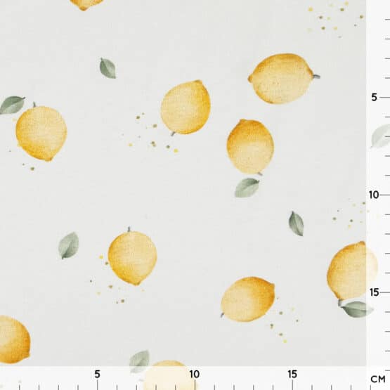 Single Jersey Watercolor Lemons Warmweiss