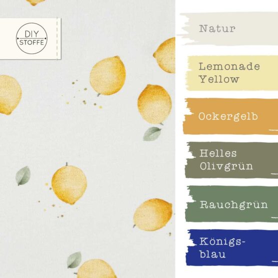 Single Jersey Watercolour Lemons