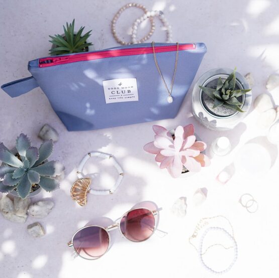 DIY Stoffe Inspiration - Kosmetiktasche - Outdoorstoff Mittleres Jeansblau