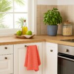 Kueche Handtuch Waffelpique Dunkle Koralle Ki