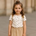 Shirt Schelmy Single Jersey Glitter Hearts Musselin Glitzer Smoky Camel Beige Ki