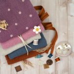 DIY Stoffmix - Garn - Patch - Label - Knopf - Reißverschluss - Gänseblümchen Patch