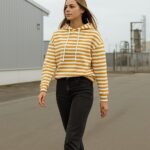 Sommersweat Weiß Ockergelbe Streifen