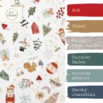 Farbkombi Leichter Baumwollstoff Cute Christmas Elements Weiss