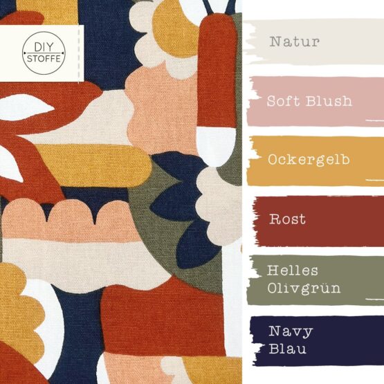 Farbkombi Leichter Canvas Vintage Flower Elements