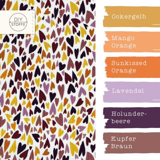 Farbkombi Rippenjersey Bunte Herzen