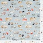 Leichter Baumwollstoff – Traffic Jam – Eisblau