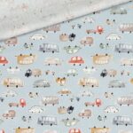 Leichter Baumwollstoff – Traffic Jam – Eisblau