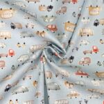 Leichter Baumwollstoff – Traffic Jam – Eisblau