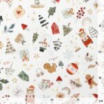 Leichter Baumwollstoff – Cute Christmas Elements – Weiß