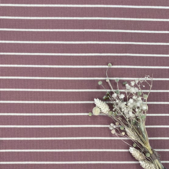Rippenjersey Schmale Streifen Cremeweiss Antique C Ware Rose