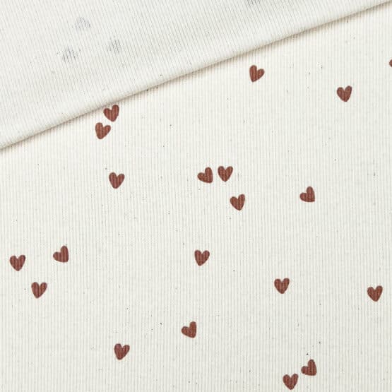 Rippenjersey Sweet Hearts Natur Sprenkel 2