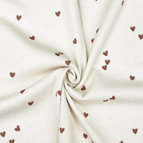 Rippenjersey Sweet Hearts Natur Sprenkel 3