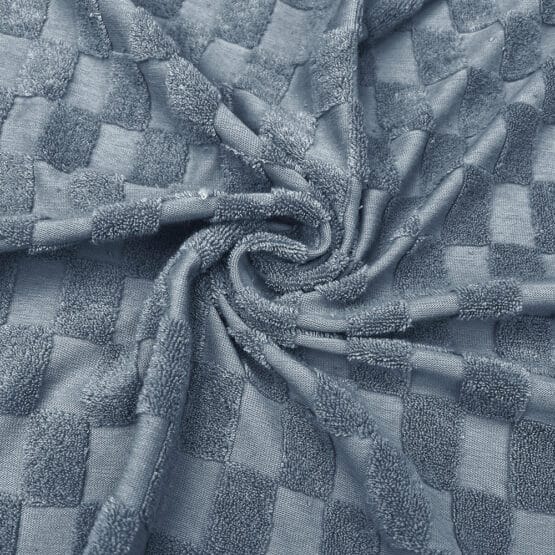Single Jersey Jacquard Frottee Check Grey Blue