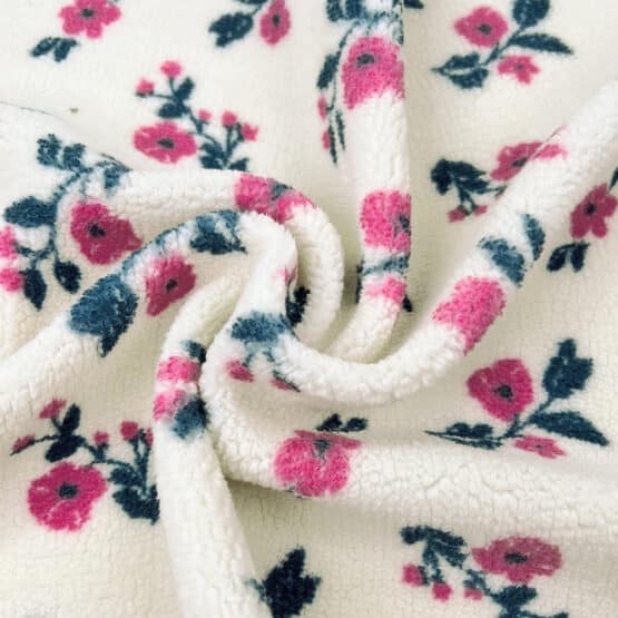 Teddyfleece Blume Pink Salbei Cremeweiss 3