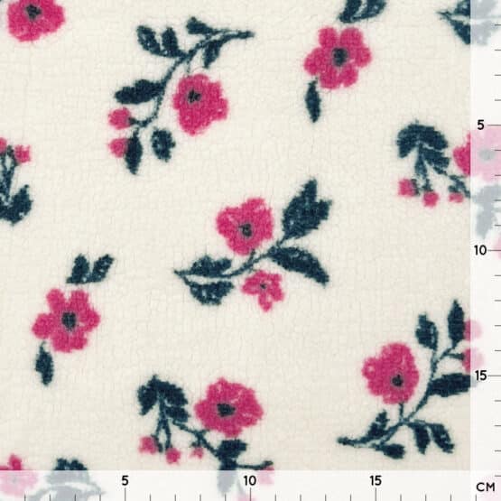Teddyfleece Blume Pink Salbei Cremeweiss