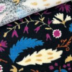 Teddyfleece – kuschelweich – Boho leaves – Schwarz