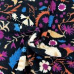 Teddyfleece – kuschelweich – Boho leaves – Schwarz