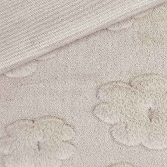 Teddyplüsch – Fleece – Blumen Sand Beige